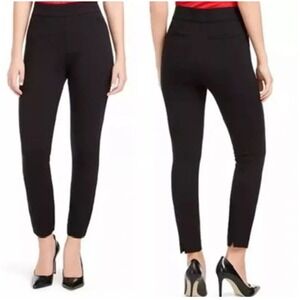 Spanx Ponte Knit Pants Sz Medium Petite Black Ankle‎ Slit Skinny Shapewear